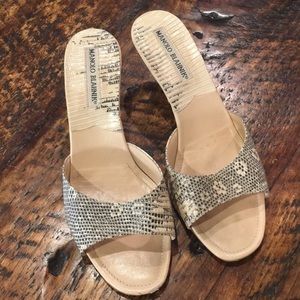Manolo Blahnik Snake Leather Slides Size 37
